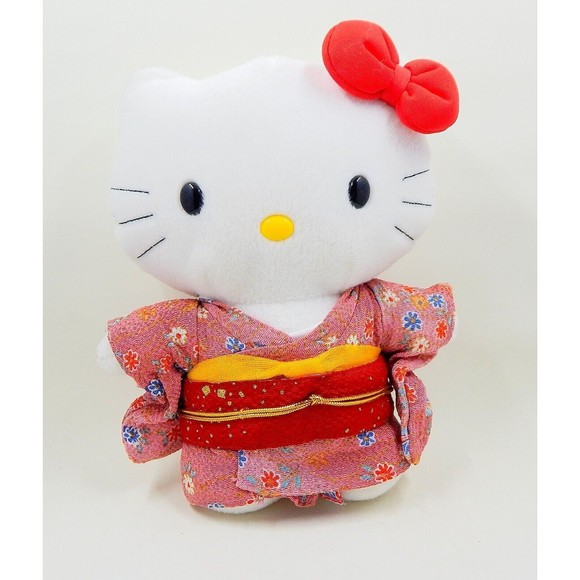 Hello Kitty Plush Sanrio Stuffed Animal Pink Kimono Geisha 8 Inch - Picture 1 of 7